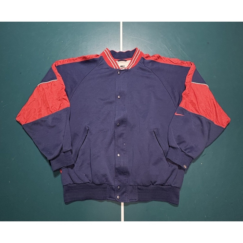 Vintage 90's Nike Bomber Jacket Track Jacket‎ swoosh Red Blue Color Block Size L